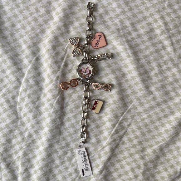 Disney Minnie Mouse Silver Watch Charm Bracelet - Picture 1 of 6